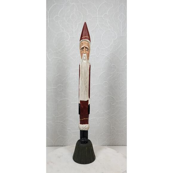 VINTAGE Wooden Pencil Santa Claus 19.5" Tall Rustic Christmas Holiday Figurine - Picture 8 of 13